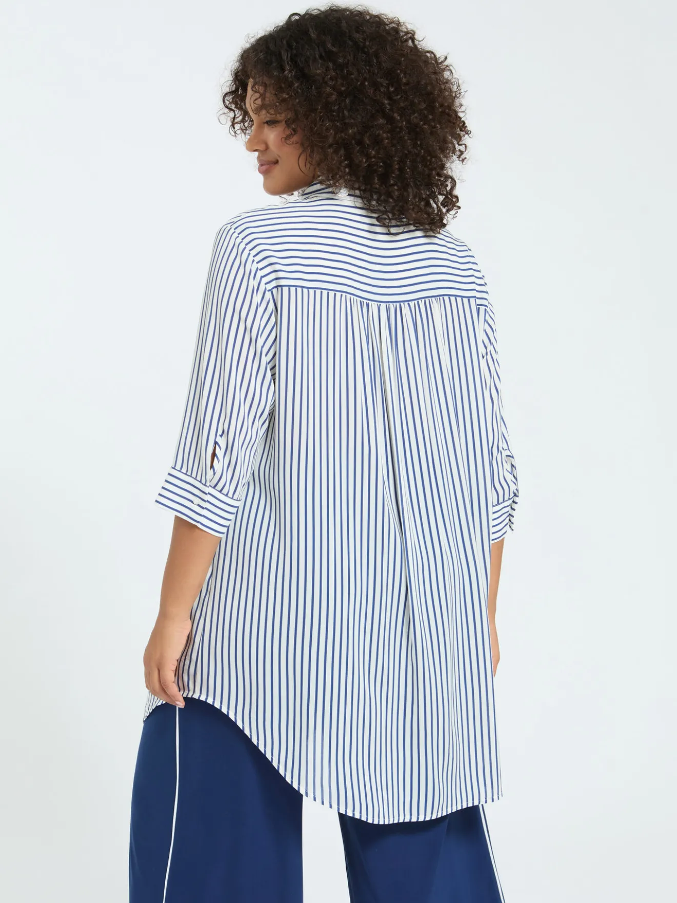 Camicia a righe in mussola di viscosa