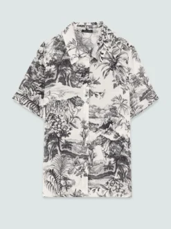 Camicia boxy con stampa esotica