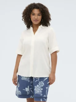 Camicia boxy in misto lino e viscosa