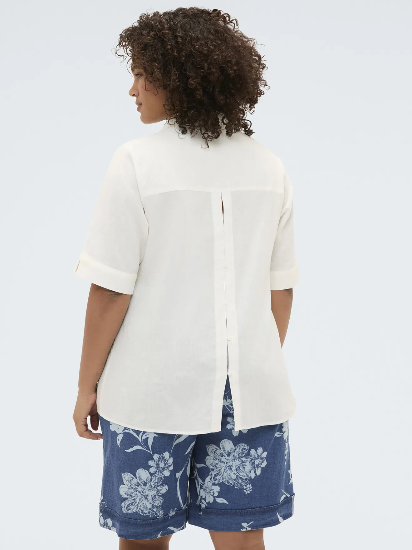 Camicia boxy in misto lino e viscosa