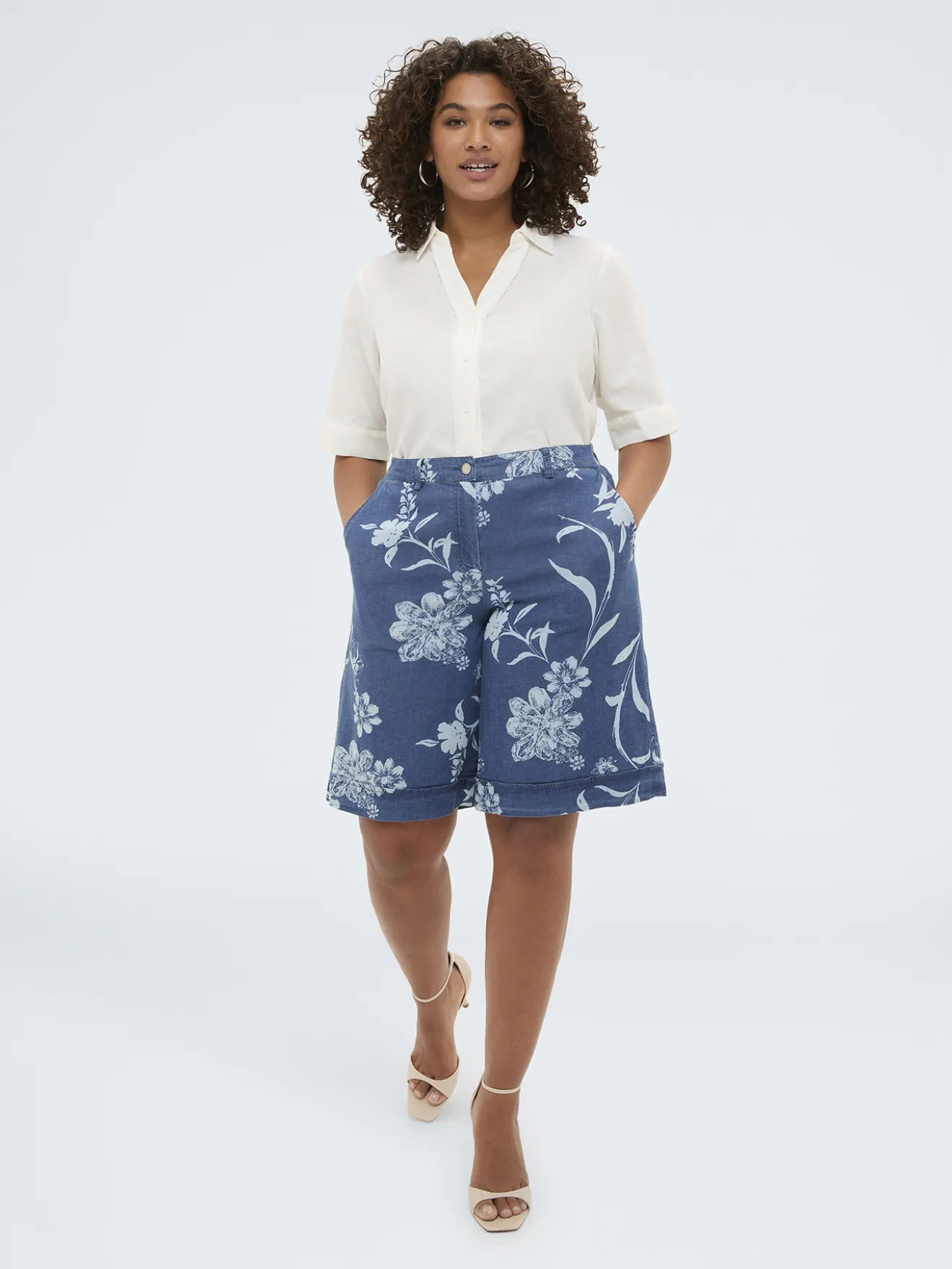 Camicia boxy in misto lino e viscosa