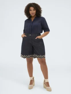 Camicia boxy in misto lino e viscosa