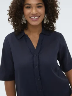 Camicia boxy in misto lino e viscosa