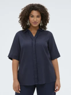 Camicia boxy in misto lino e viscosa