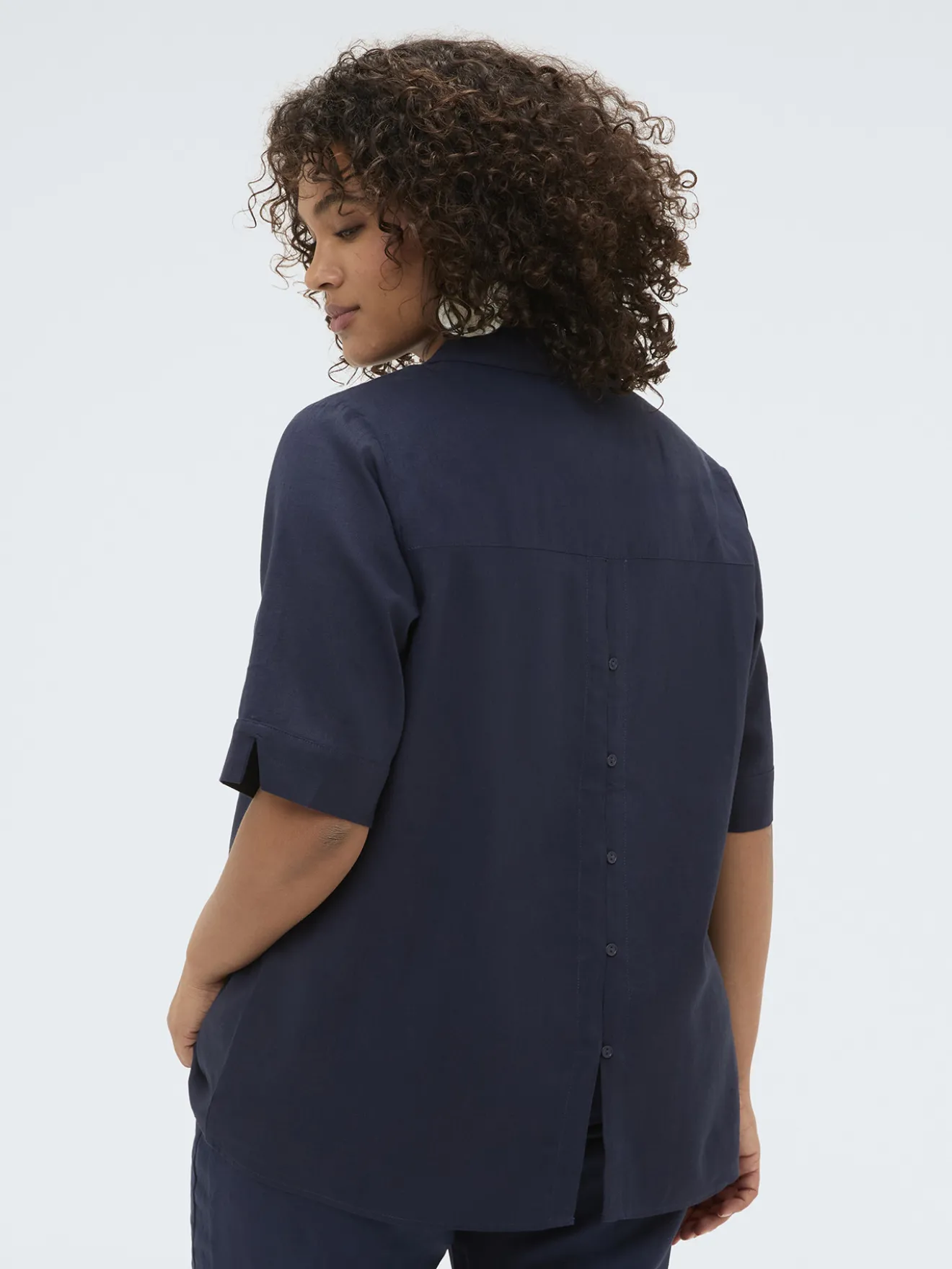 Camicia boxy in misto lino e viscosa
