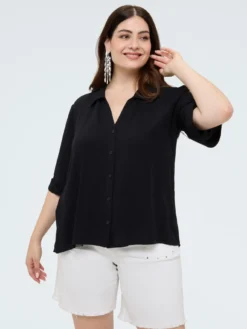 Camicia boxy in mussola di viscosa
