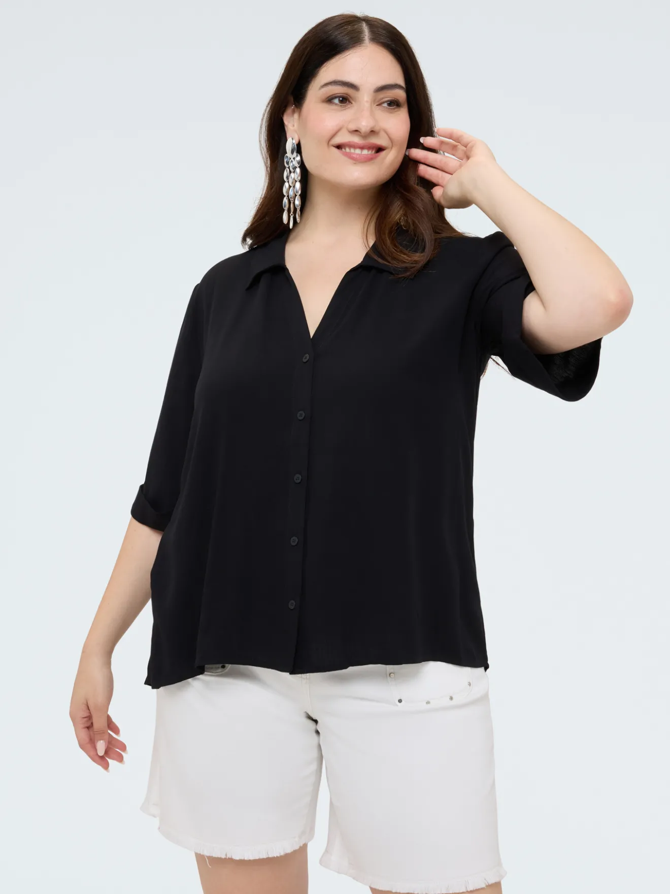 Camicia boxy in mussola di viscosa