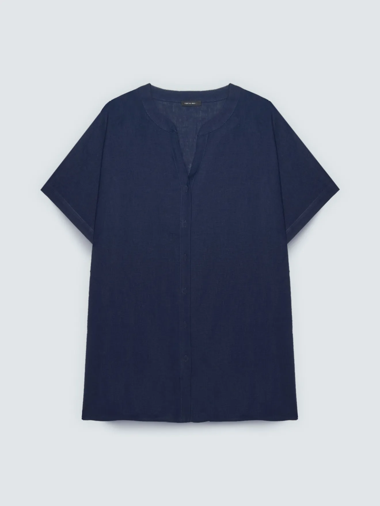 Camicia collo coreana in misto lino