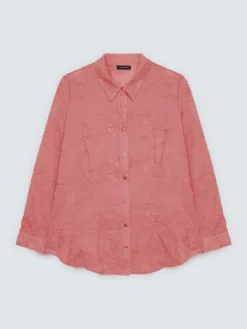 Camicia con ricami floreali tono su tono