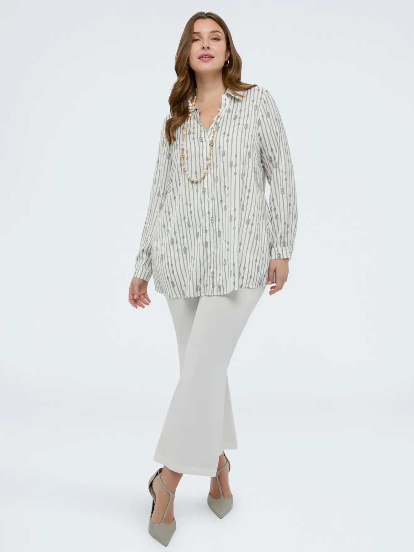 Camicia fantasia a righe con nodi