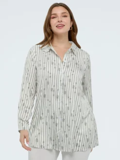 Camicia fantasia a righe con nodi