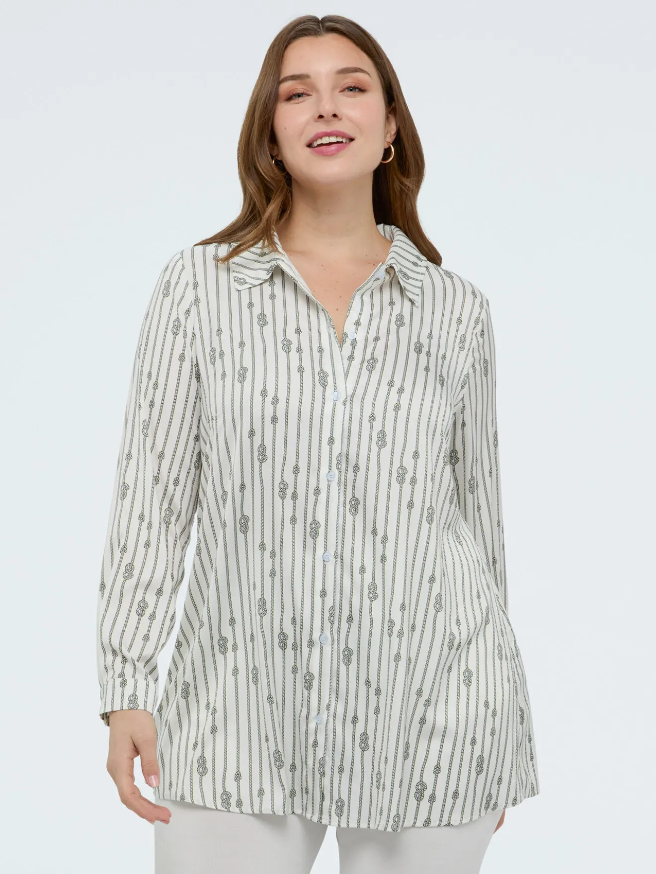 Camicia fantasia a righe con nodi