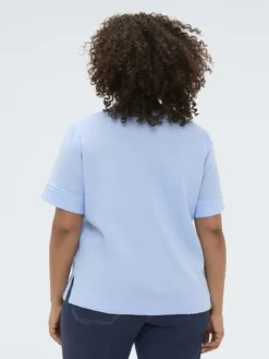 Camicia girocollo in misto lino e viscosa