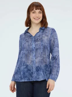 Camicia in creponne con stampa lettering