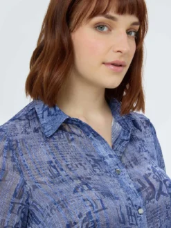 Camicia in creponne con stampa lettering