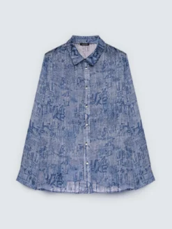 Camicia in creponne con stampa lettering