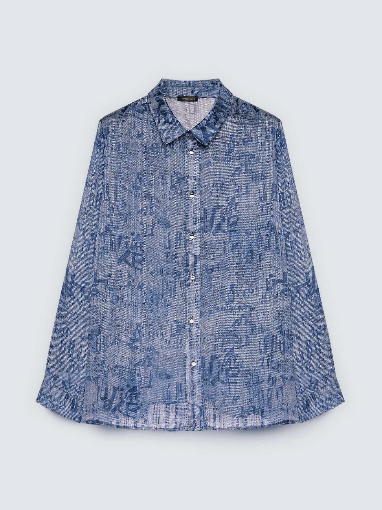 Camicia in creponne con stampa lettering
