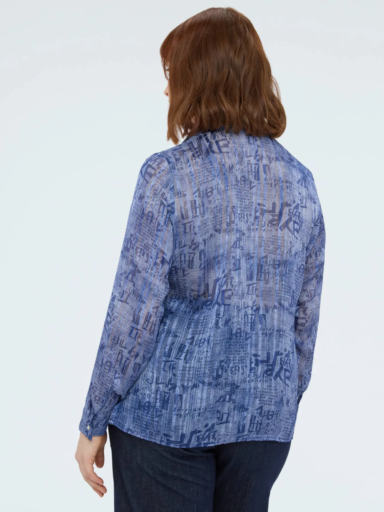 Camicia in creponne con stampa lettering