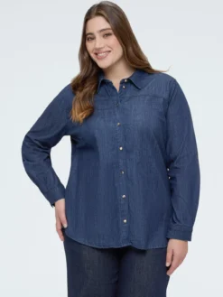 Camicia in denim con fiocco/cravatta