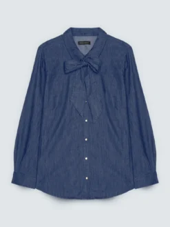 Camicia in denim con fiocco/cravatta