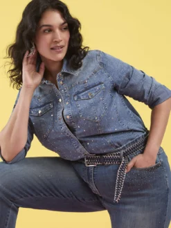 Camicia in denim con punti luce