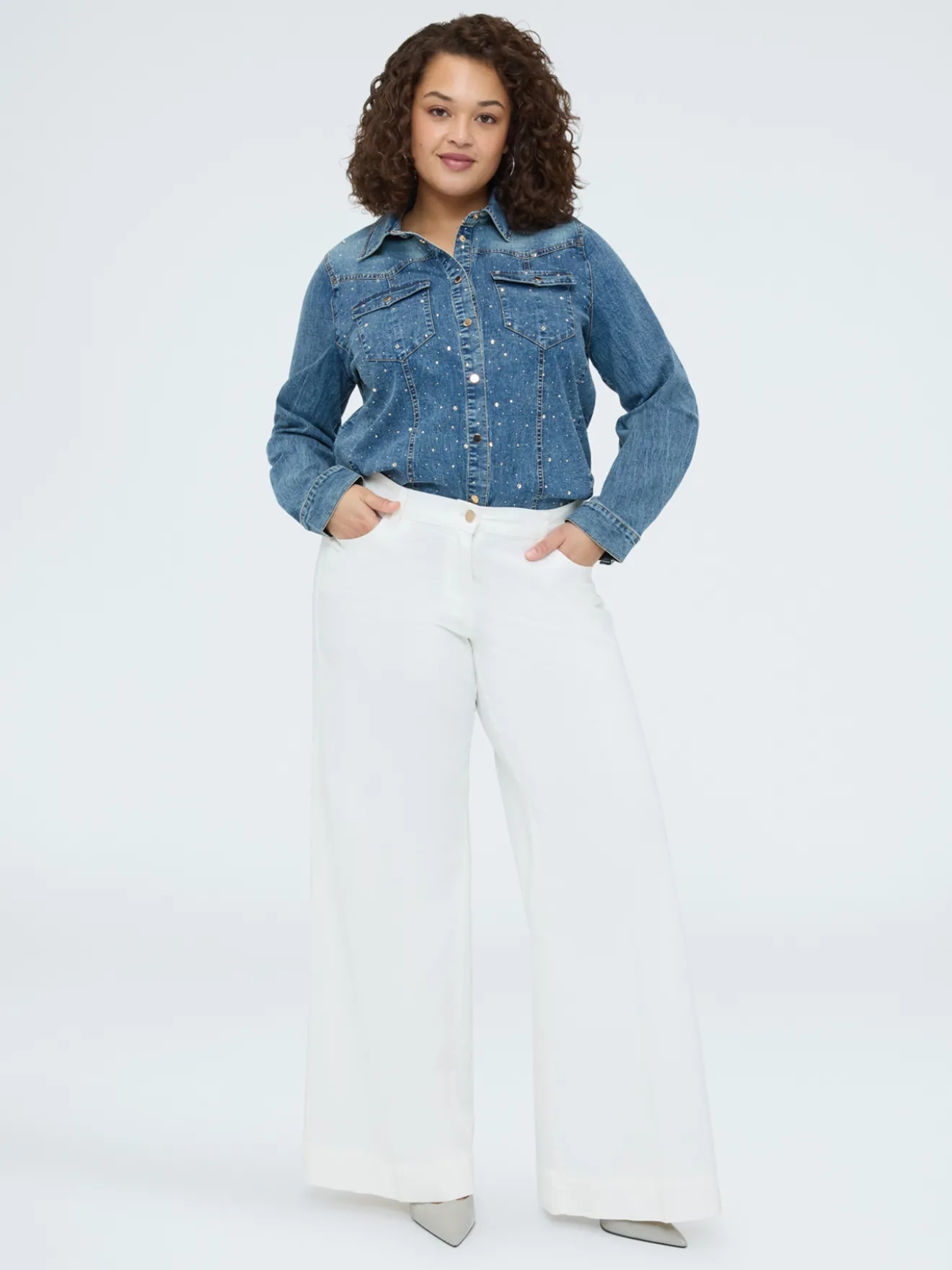 Camicia in denim con punti luce