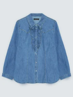 Camicia in denim con rouches
