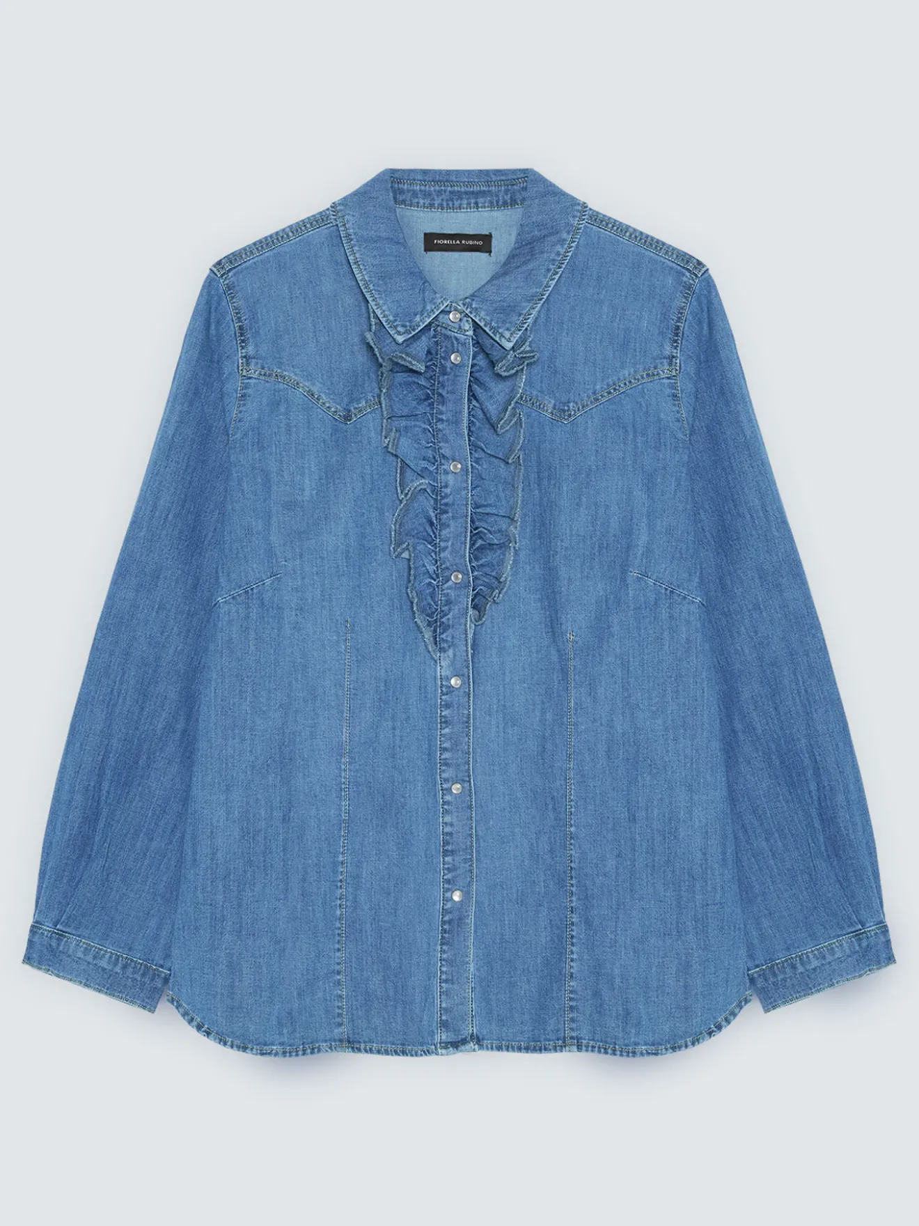 Camicia in denim con rouches