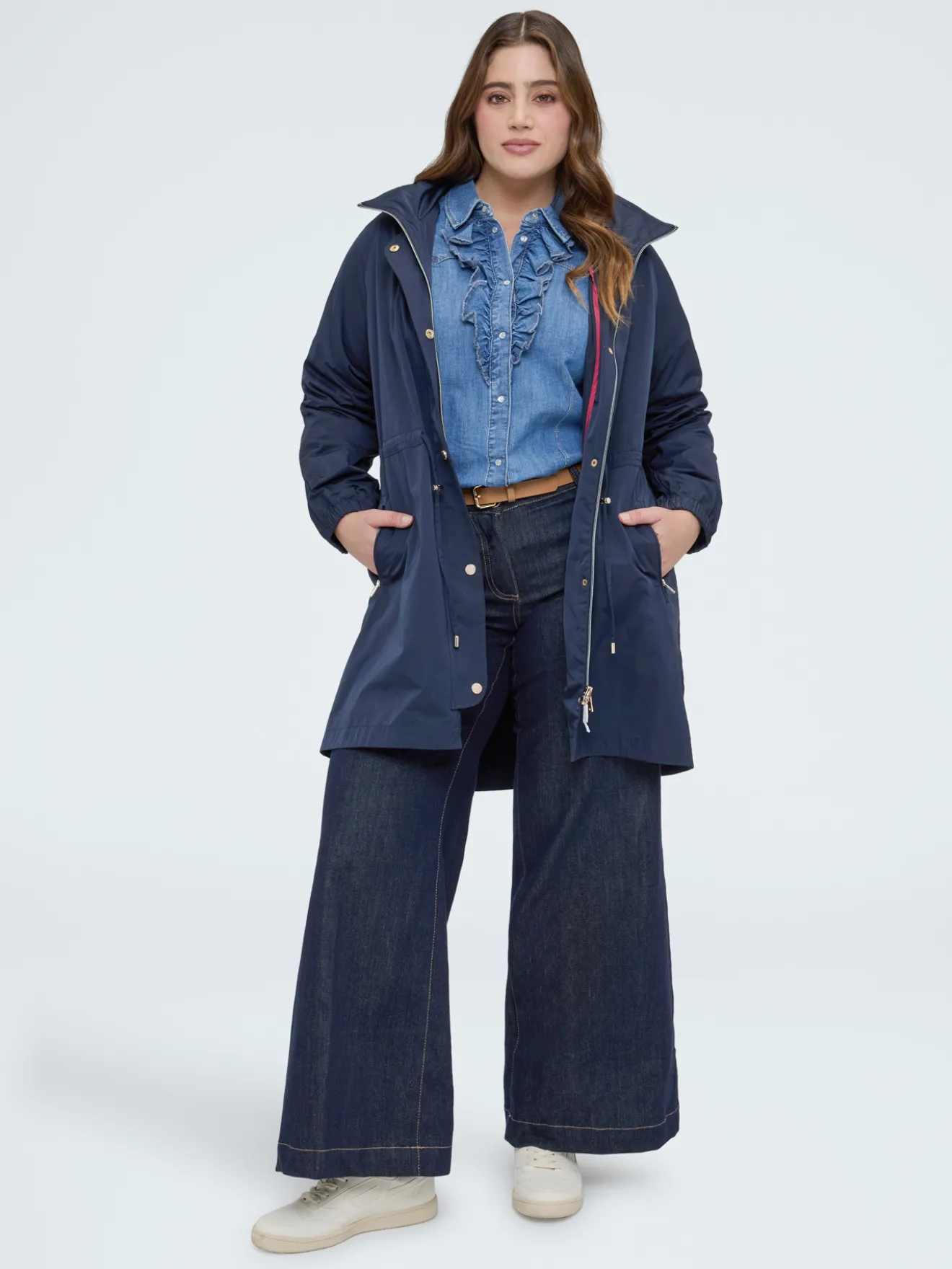 Camicia in denim con rouches
