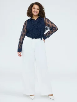 Camicia in pizzo con ruches