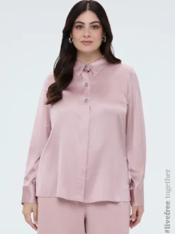 Camicia in raso con bottoni gioiello