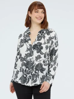 Camicia in raso stampa floreale