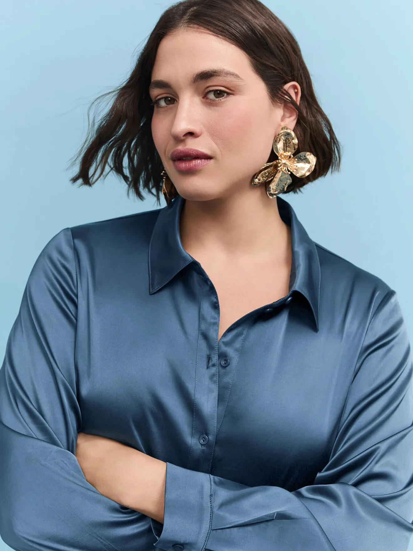 Camicia in raso stretch