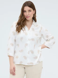 Camicia in viscosa con ricamo paisley