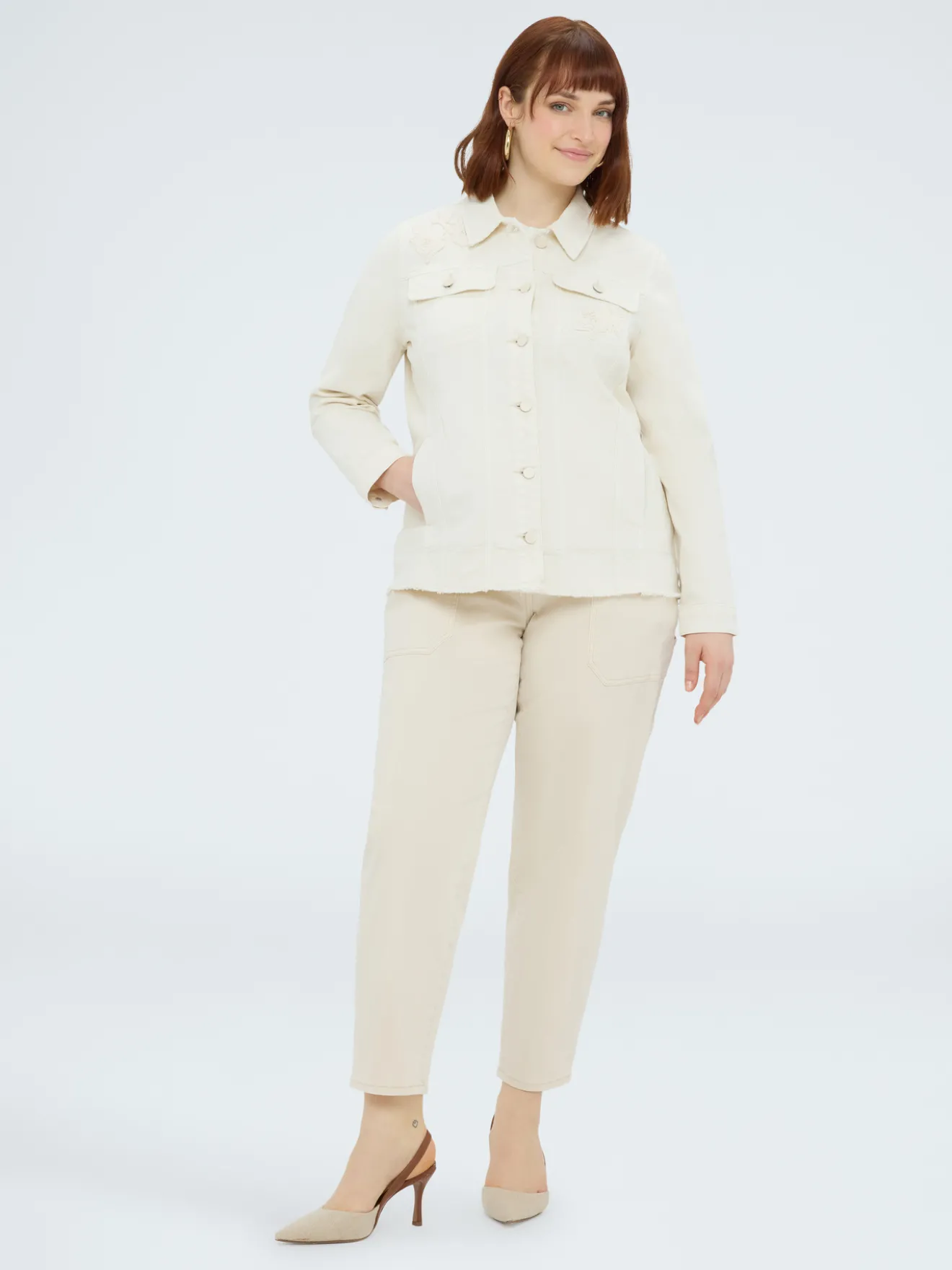 Camicia shacket con ricami floreali
