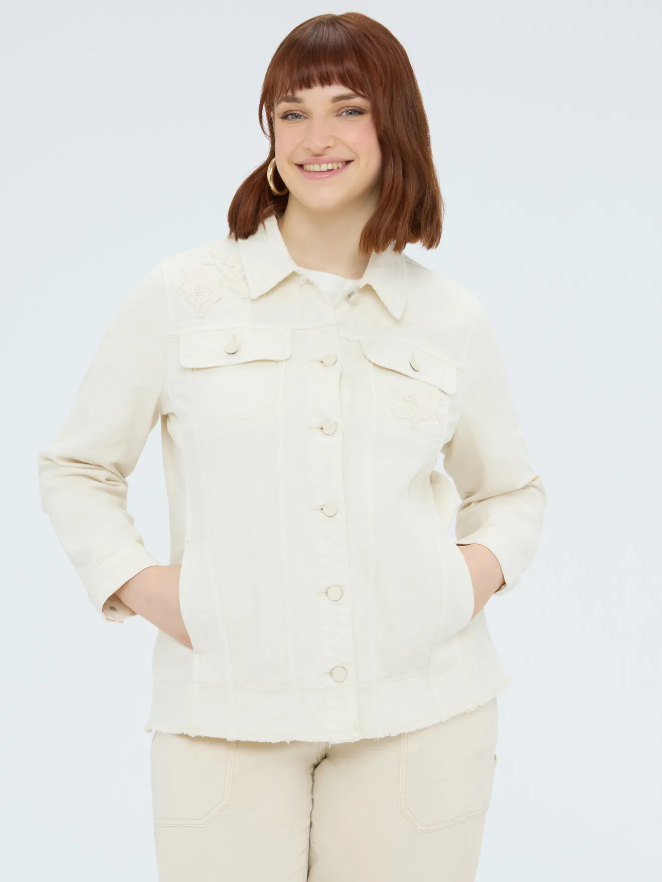 Camicia shacket con ricami floreali