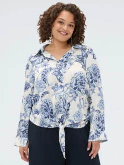 Camicia stampa floreale con nodo