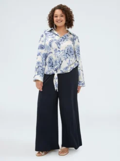 Camicia stampa floreale con nodo