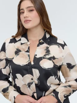 Camicia stampa floreale in raso