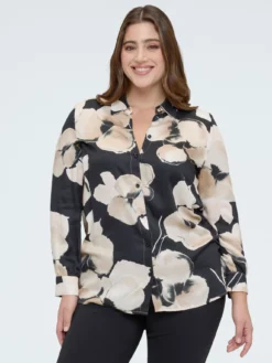 Camicia stampa floreale in raso
