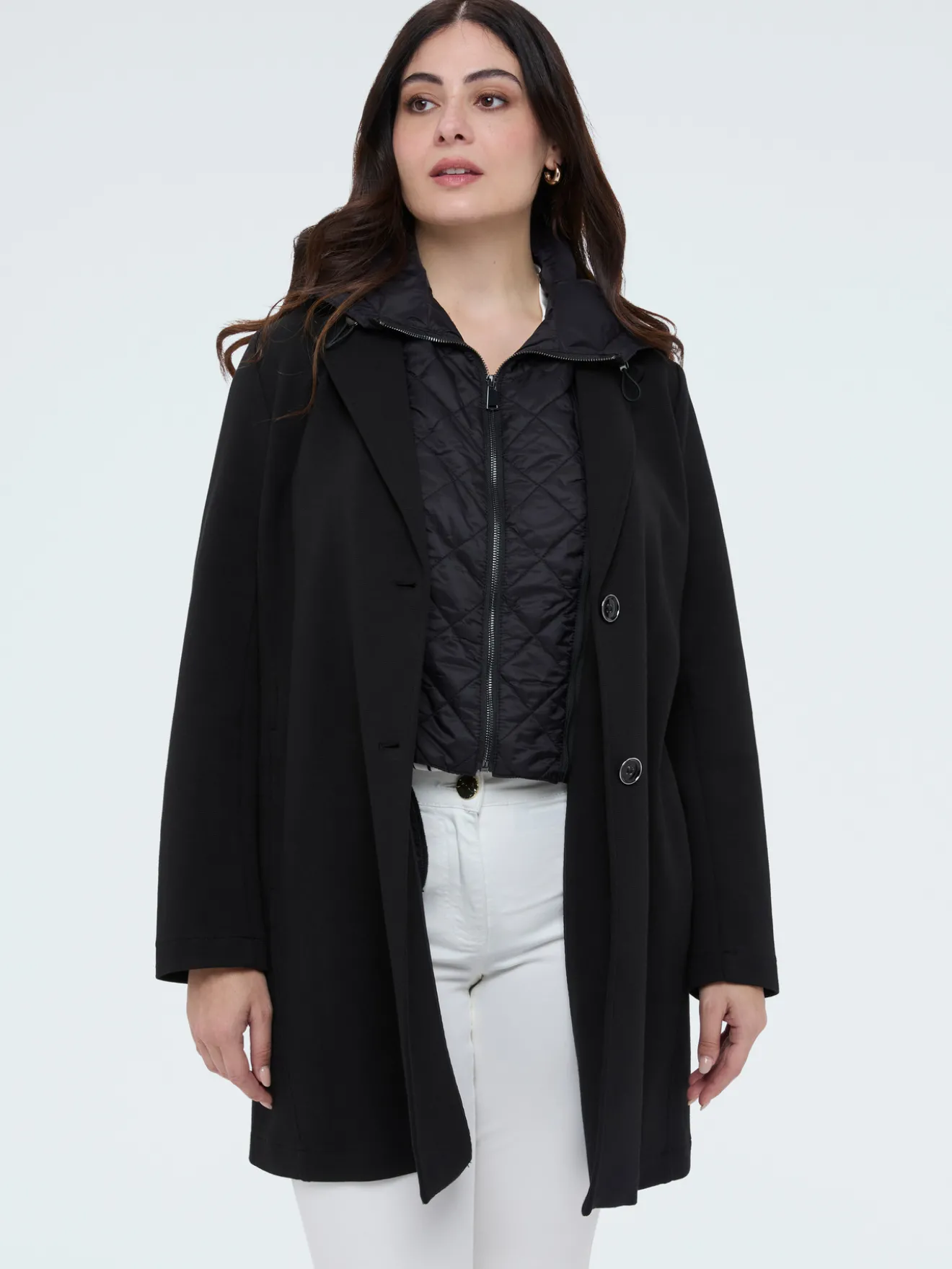 Cappotto in scuba con davantino rimovibile