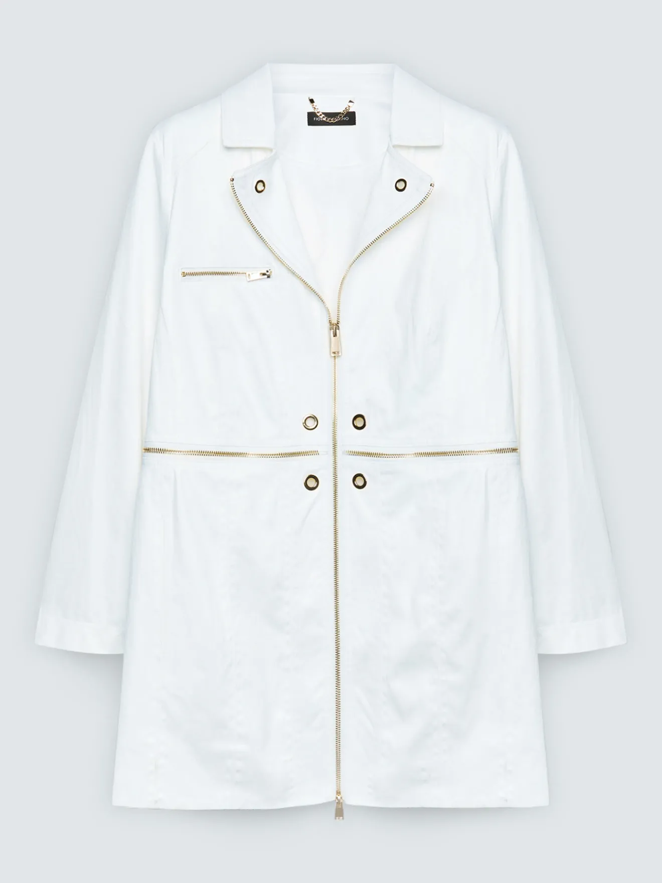 Cappotto soft touch con zip decorative