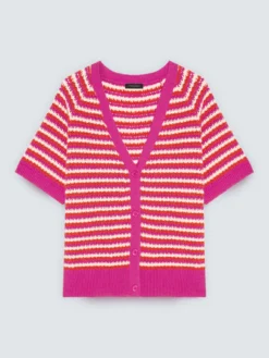 Cardigan a righe in misto cotone