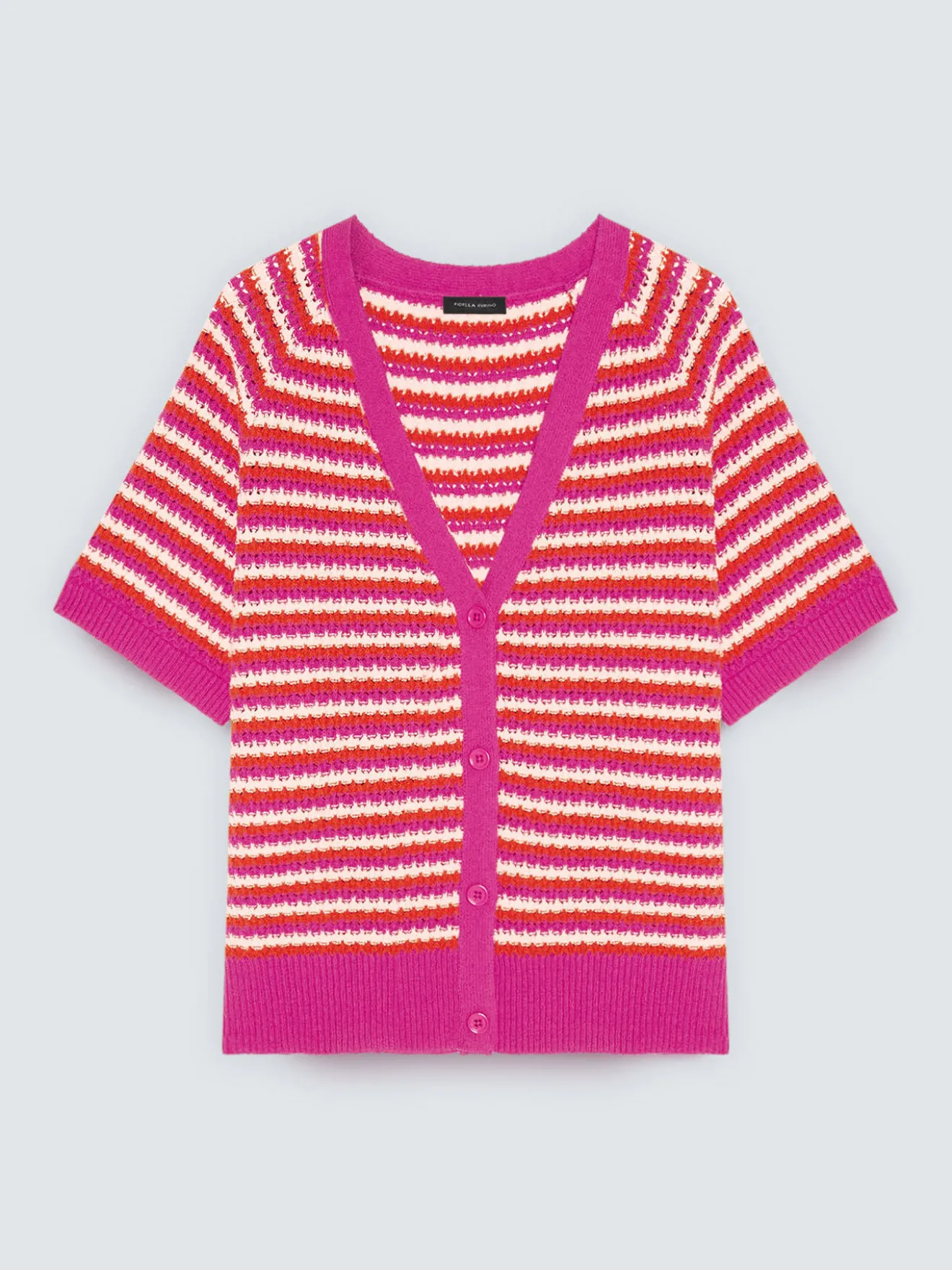 Cardigan a righe in misto cotone