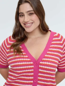 Cardigan a righe in misto cotone