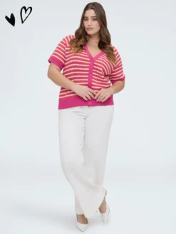 Cardigan a righe in misto cotone