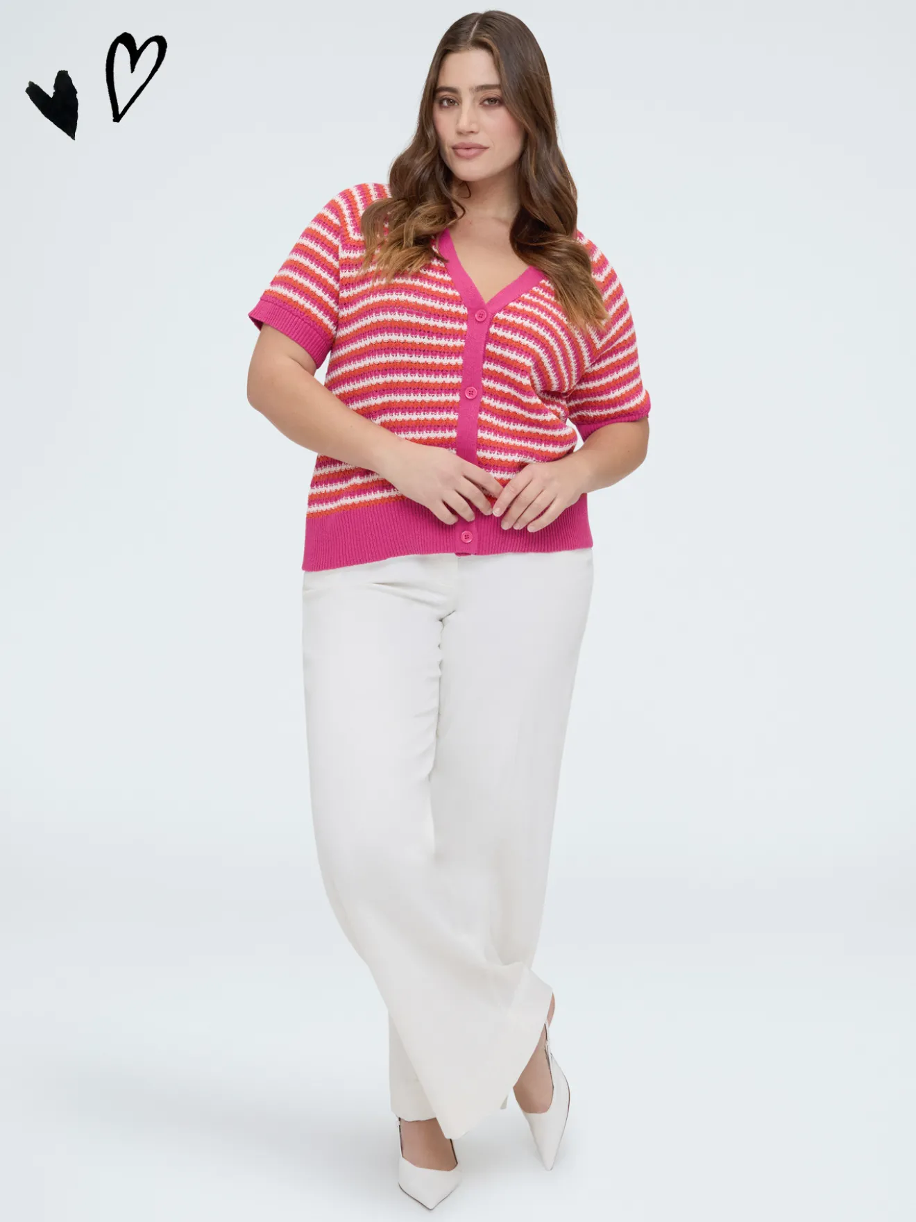 Cardigan a righe in misto cotone