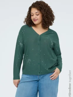 Cardigan con applicazioni luminose