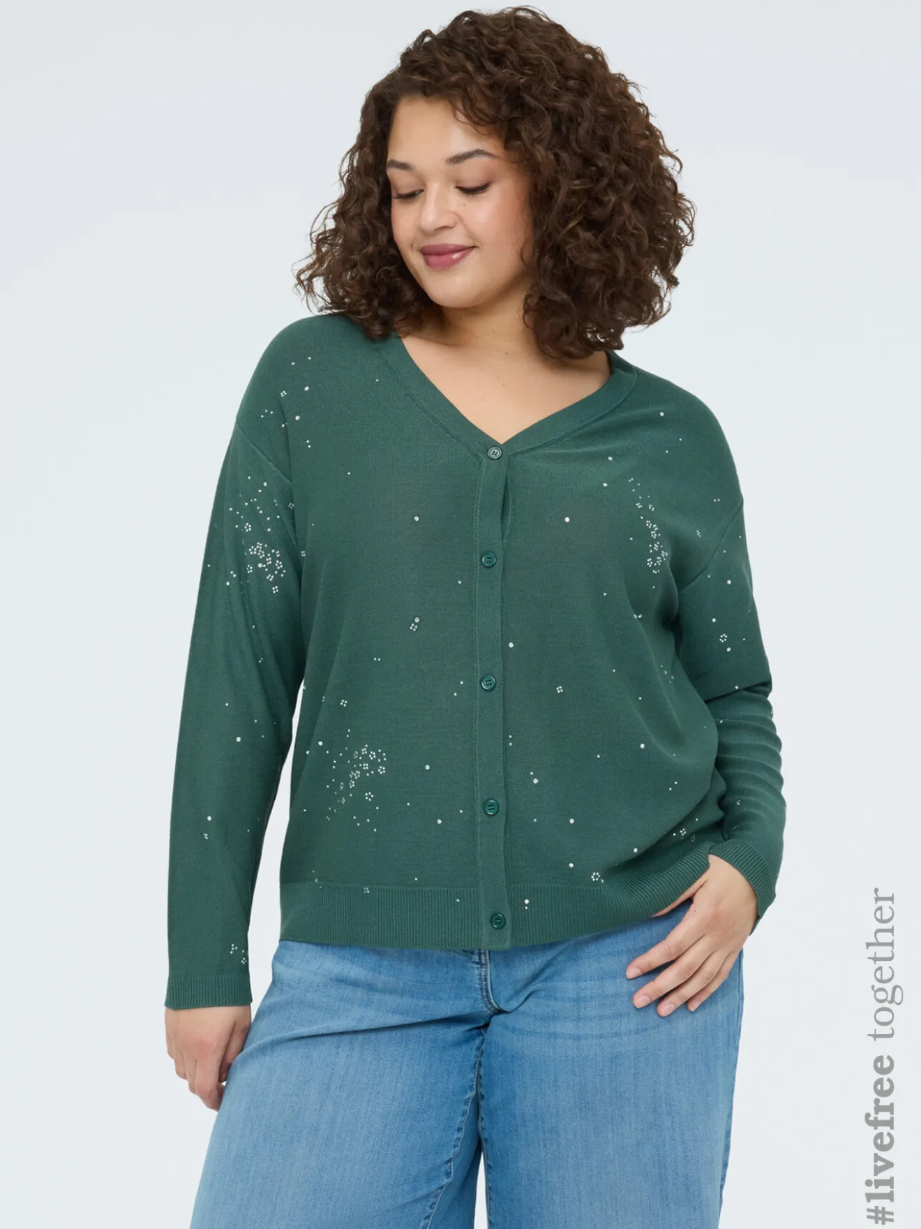 Cardigan con applicazioni luminose