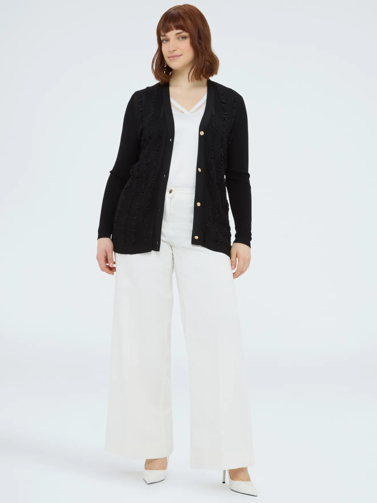 Cardigan con micro rouches
